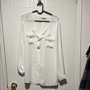 RW&CO. White Blouse with Stud Accents